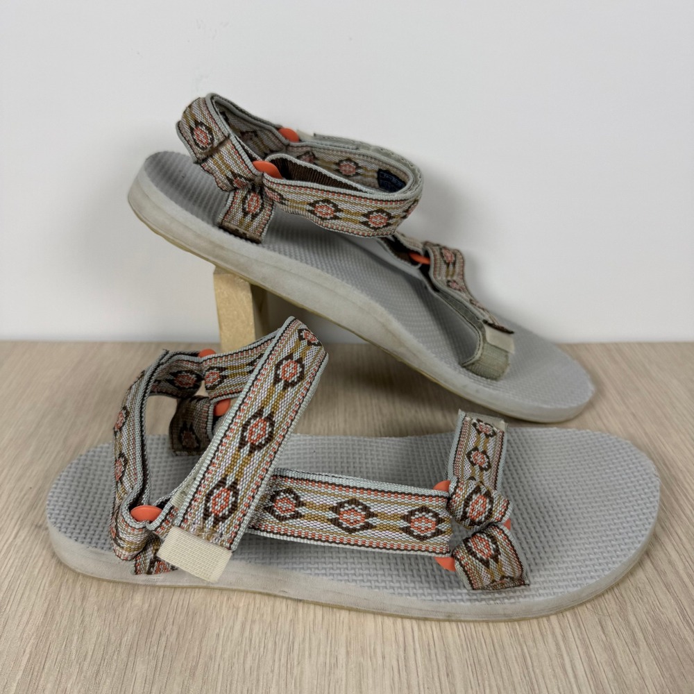 Teva Original Universal Womens Sandals Grey Geometric Diamond Strappy 8 1003987